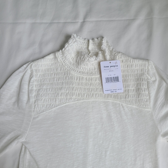 SALE!! NWT Free People Caroline Smocked Mock Neck Top - Picture 4 of 6